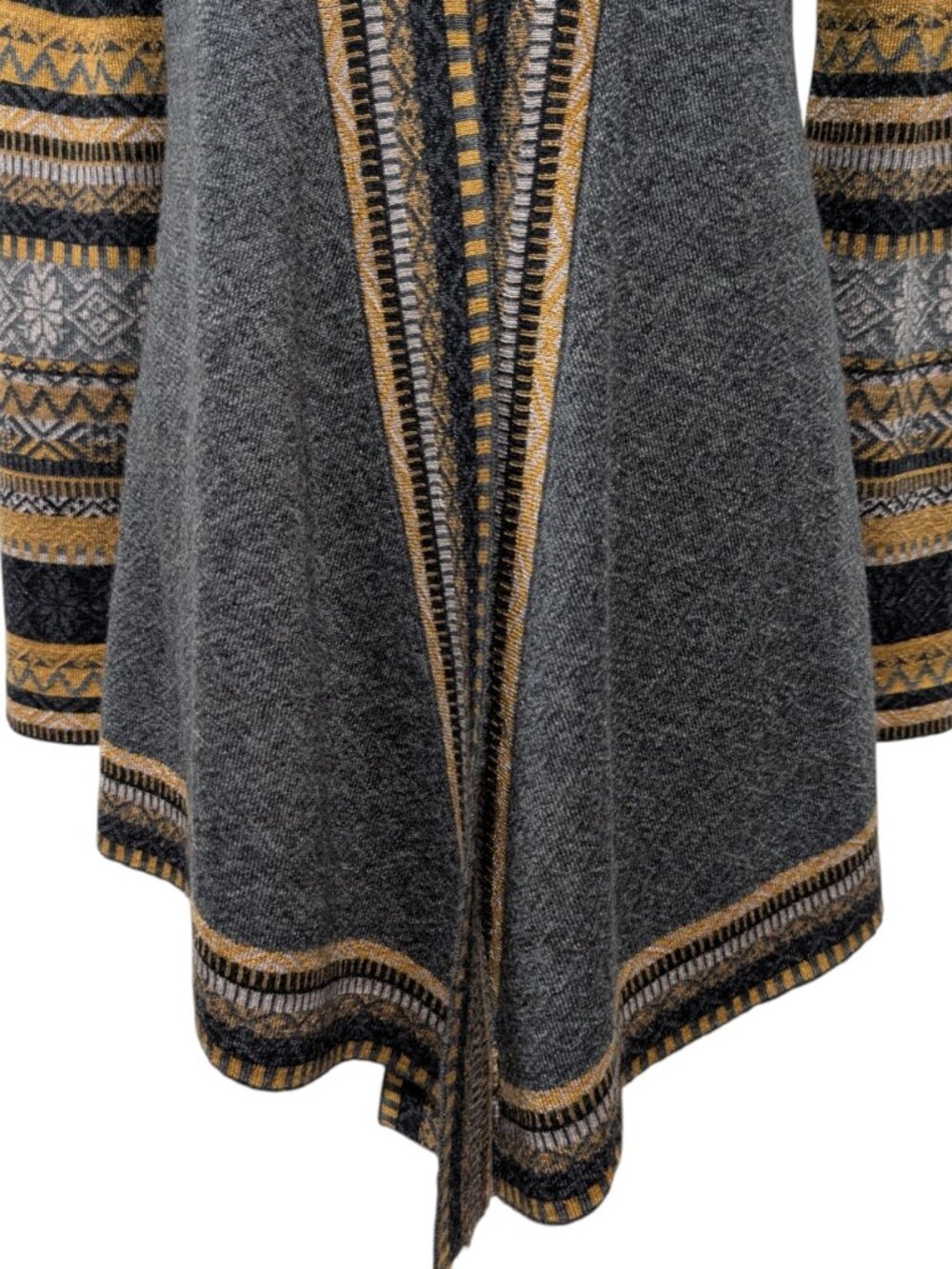 Icelandic Design Womens Size L Gray Gold Fair Isle Open Wool Acrylic Cardigan - Picture 6 of 9